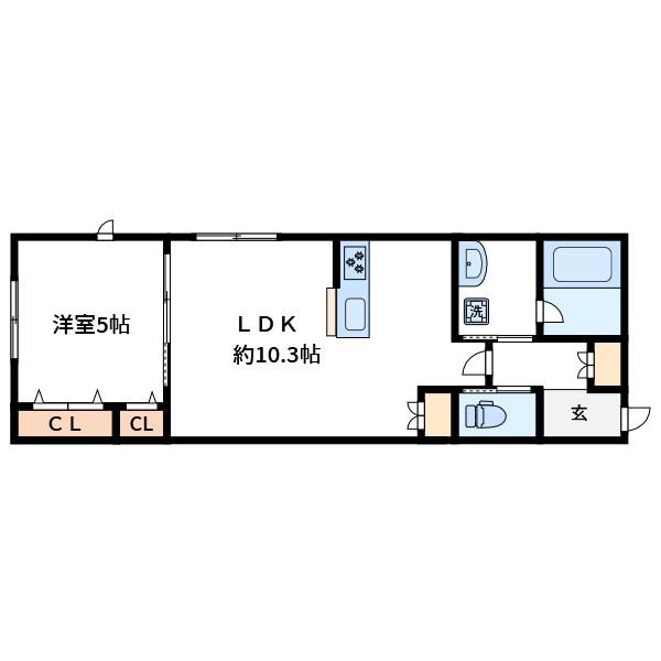 GRACE COURT(1LDK/1階)の間取り写真