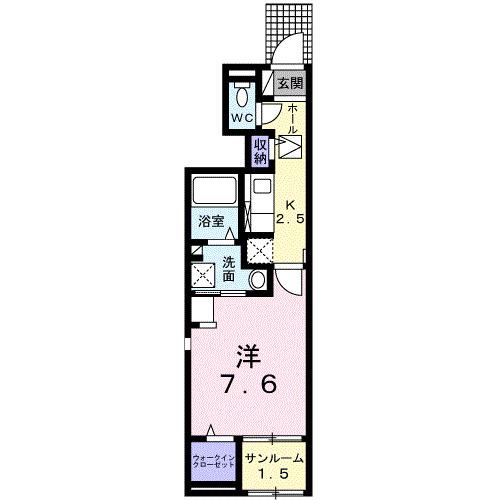 アンド ザ ブルー II 1KHSW(1K/1階)の間取り写真