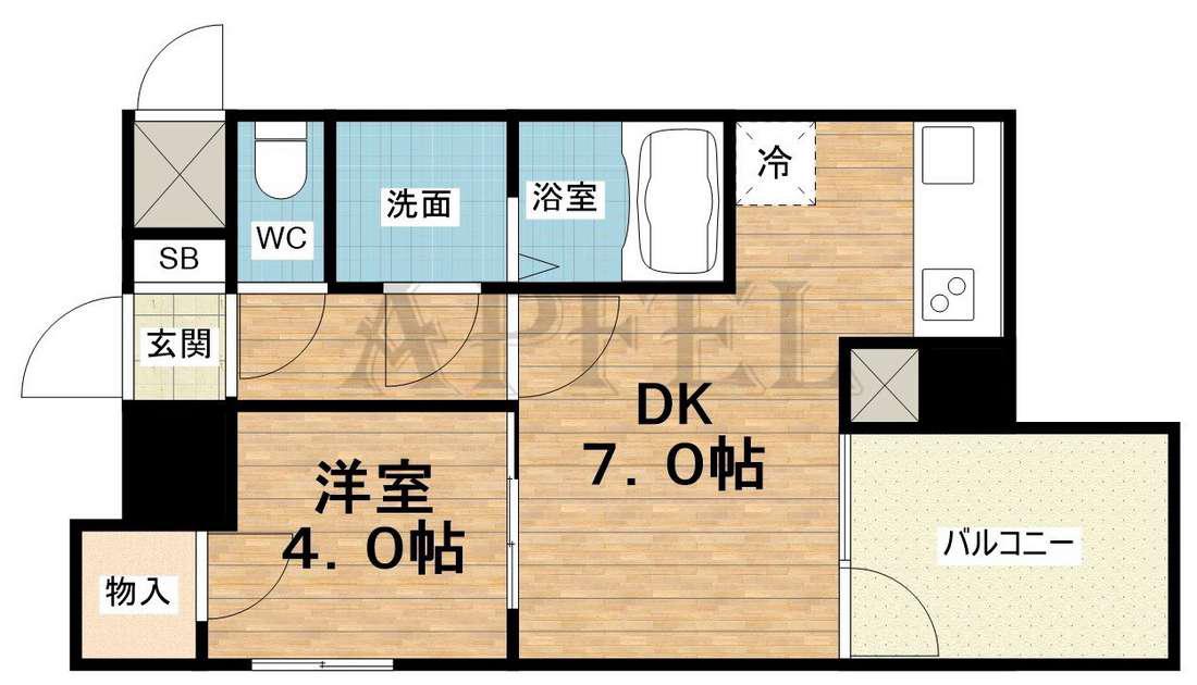S-RESIDENCE堺筋本町UNO(1DK/2階)の間取り写真