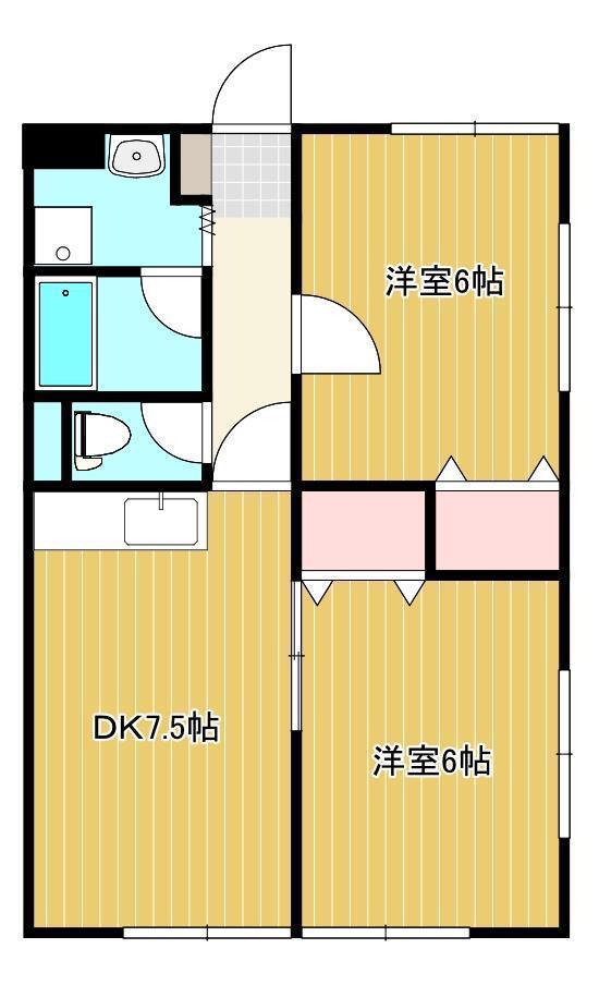 ドリームワン(2DK/1階)の間取り写真