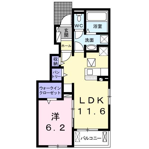 JR東海道本線 豊田町駅 徒歩27分 2階建 築7年(1LDK/1階)の間取り写真