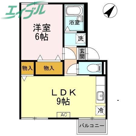 シャルムマスダI A棟(1LDK/1階)の間取り写真