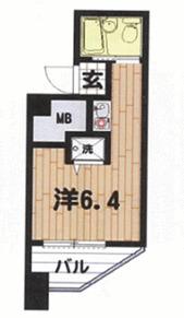 TRUST VALUE 不動前(ワンルーム/6階)の間取り写真