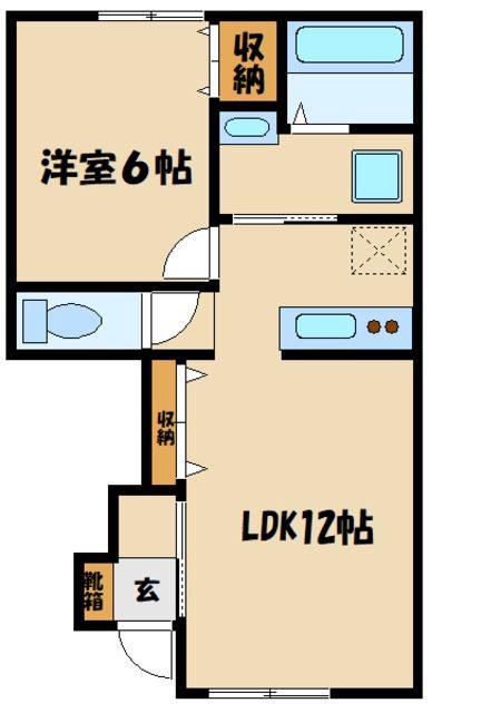 ブロンクスハウス(1LDK/1階)の間取り写真
