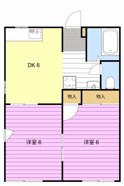 シャルム岸町(2DK/2階)の間取り写真