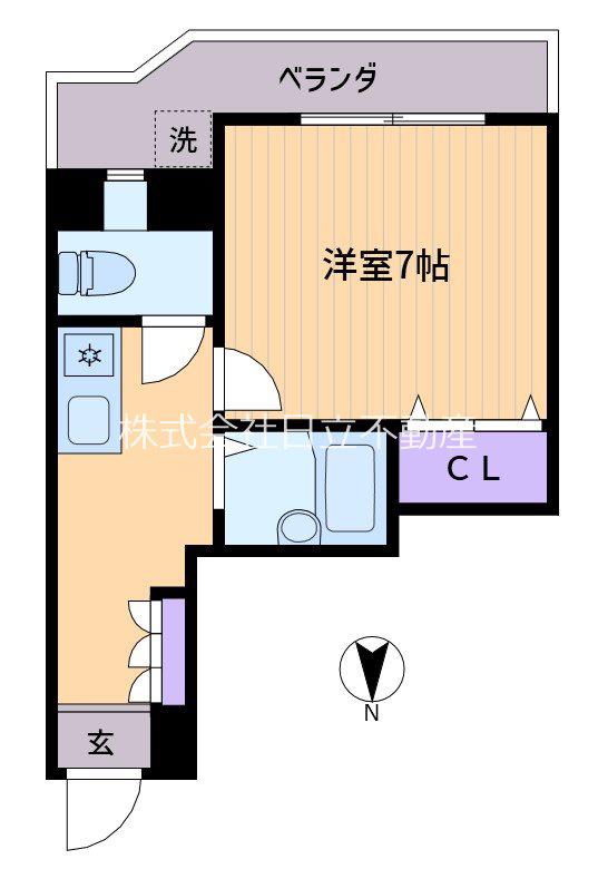 パラスト西原(1K/7階)の間取り写真