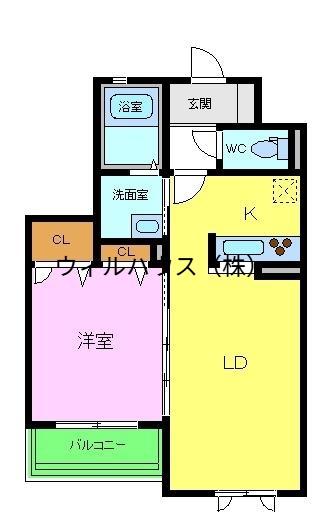 メゾン・ド・ココア(1LDK/2階)の間取り写真