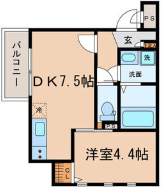 MOVE六番町ウエスト(1DK/1階)の間取り写真