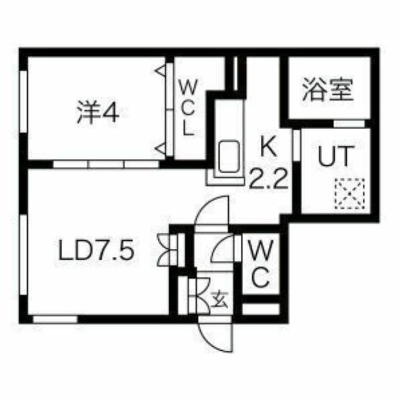アルファスクエア琴似1条(1LDK/1階)の間取り写真