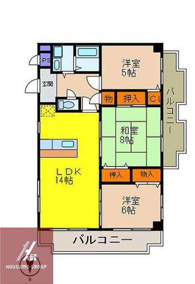 レジデンス桜の町(3LDK/1階)の間取り写真