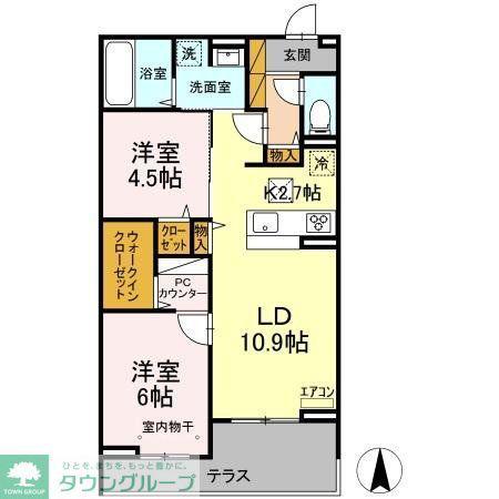 ラフォーレ弐番館(2LDK/1階)の間取り写真
