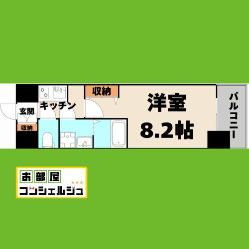 S-RESIDENCE池下西色々乗ります申込から早期契約可能(1K/7階)の間取り写真