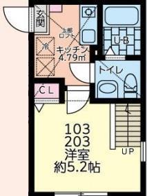 ハリコット鹿沼公園(1K/2階)の間取り写真