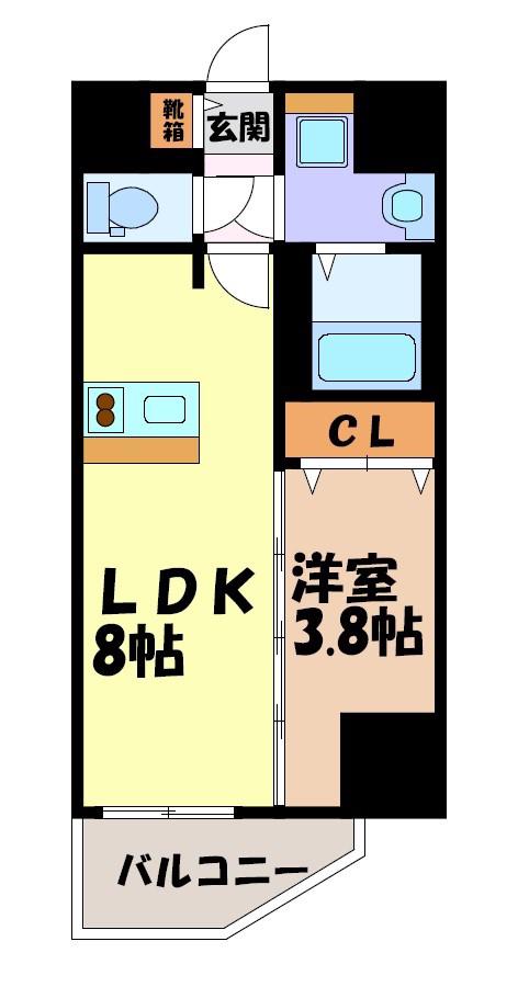 メイクス城西レジデンス(1LDK/15階)の間取り写真