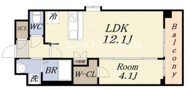スプランディッド弁天町(1LDK/9階)の間取り写真