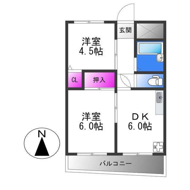 NKNマンション(2DK/5階)の間取り写真