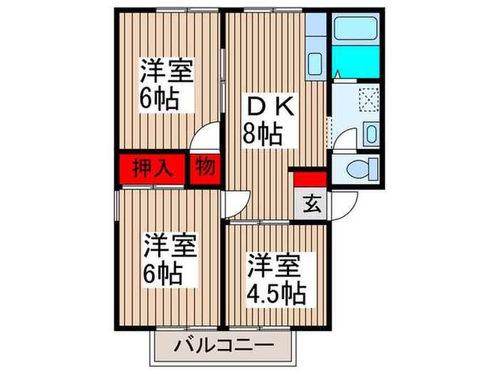 パナハイツヤマダB(3DK/1階)の間取り写真