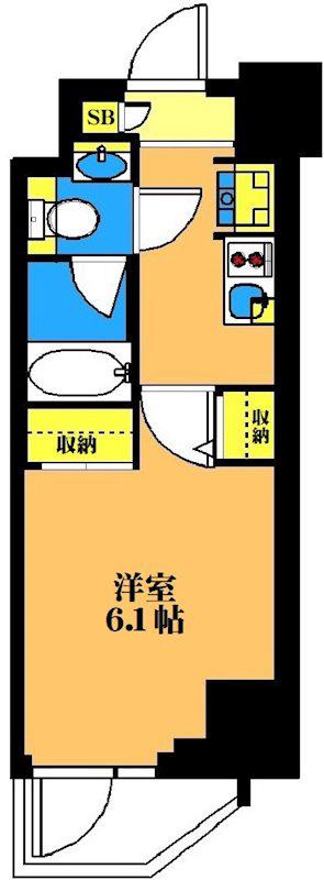 レジディア南品川プレイス(1K/2階)の間取り写真