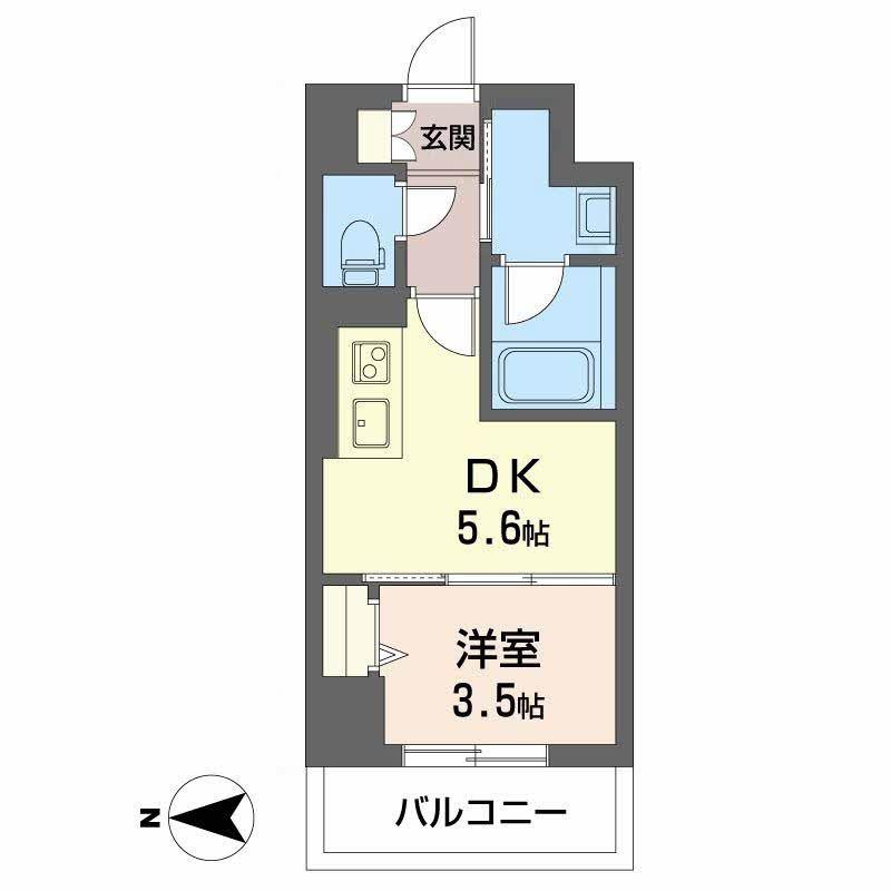セルン新町(1DK/5階)の間取り写真