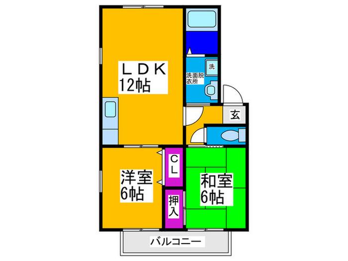 土佐屋台ハイツI(2LDK/1階)の間取り写真
