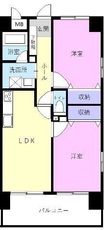 ディアコート(2LDK/1階)の間取り写真