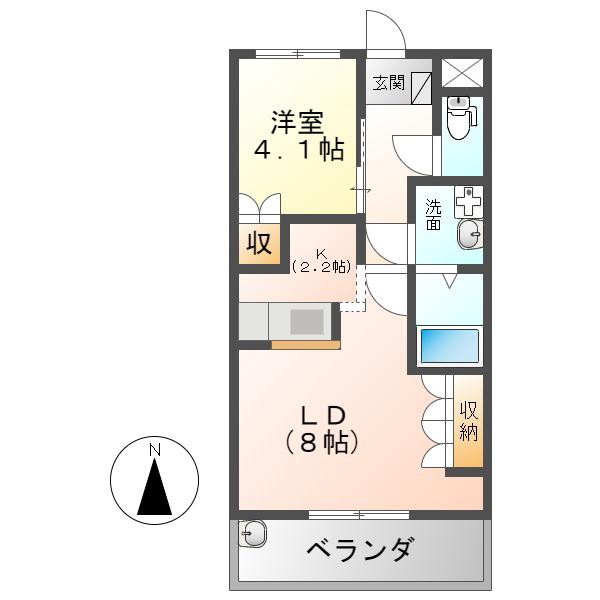 WISTERIA VILLAGE(1LDK/2階)の間取り写真