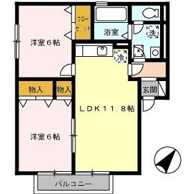 BAIEN A棟(2LDK/2階)の間取り写真