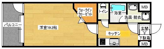 ウェスティン鉄炮町(1K/9階)の間取り写真