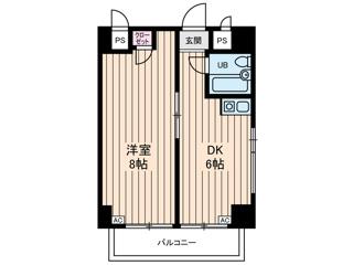 インディビレッジ(1DK/5階)の間取り写真