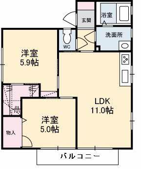TSレーヴィンス(2LDK/2階)の間取り写真
