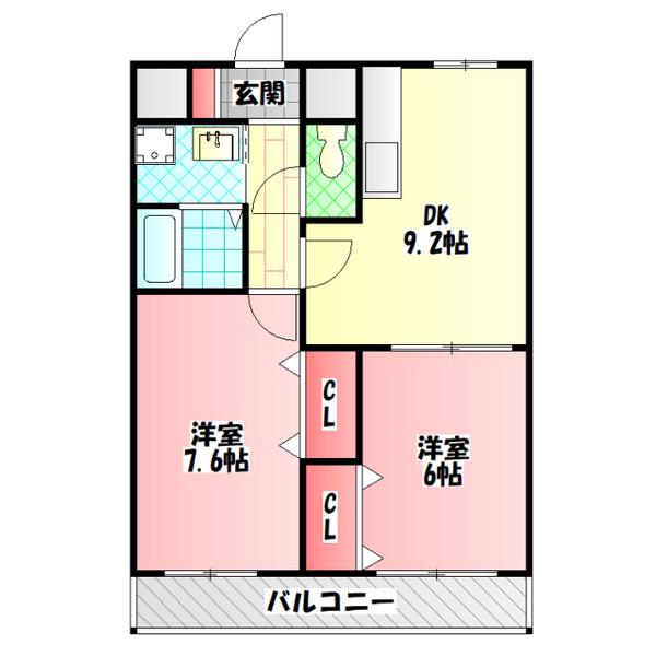 ロジュマン門真(2DK/7階)の間取り写真