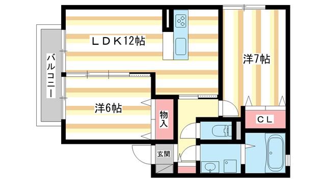 グランシャリオII(2LDK/2階)の間取り写真
