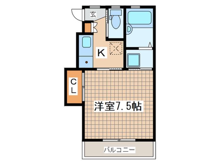 クレイドル(1K/2階)の間取り写真