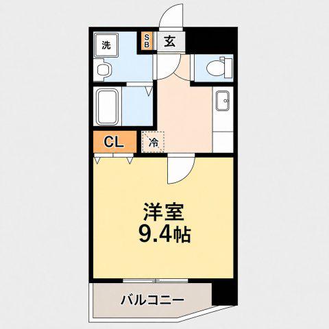ニュー水前寺(1K/3階)の間取り写真