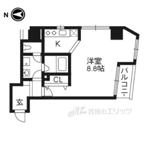 ウインドベル北大路(1K/2階)の間取り写真