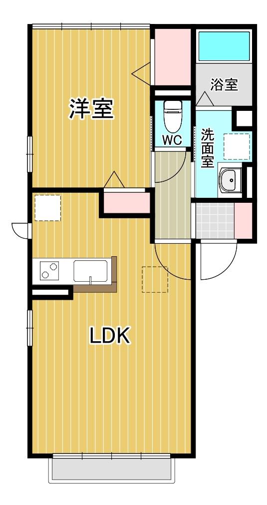 プッピス2(1LDK/1階)の間取り写真