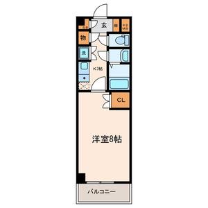 パルクサイド(1K/2階)の間取り写真