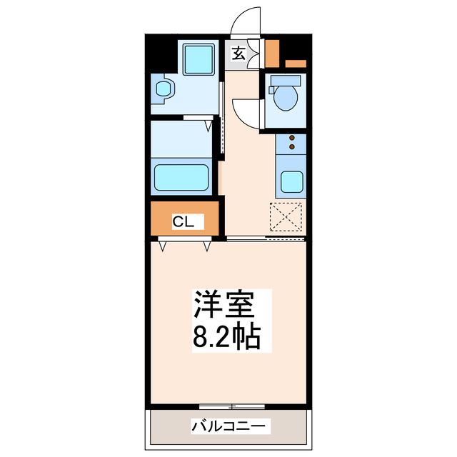 ホワイトステージ・熊本西(1K/1階)の間取り写真