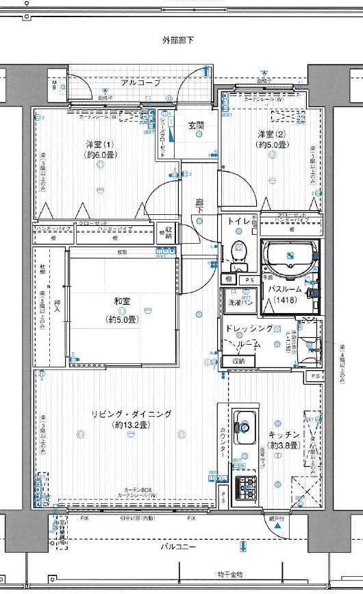 サーパス明徳小西(3LDK/7階)の間取り写真