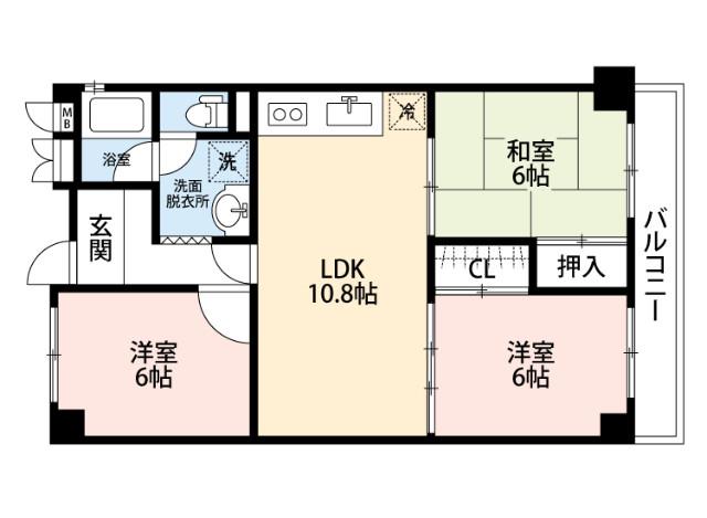 メゾン幸(3LDK/4階)の間取り写真
