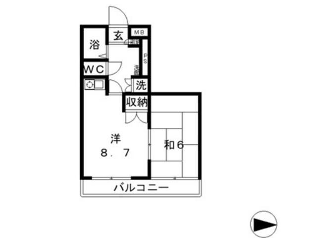 トムキャット101(1DK/6階)の間取り写真