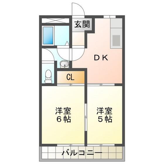 グリーンハイツ波木(2DK/2階)の間取り写真