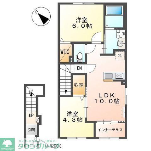 坂戸市千代田 アパートII期工事(2LDK/2階)の間取り写真