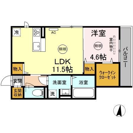 DーRESENA 江平中町(1LDK/2階)の間取り写真