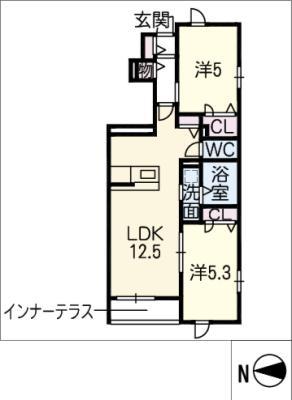 SERE-NOII(2LDK/1階)の間取り写真