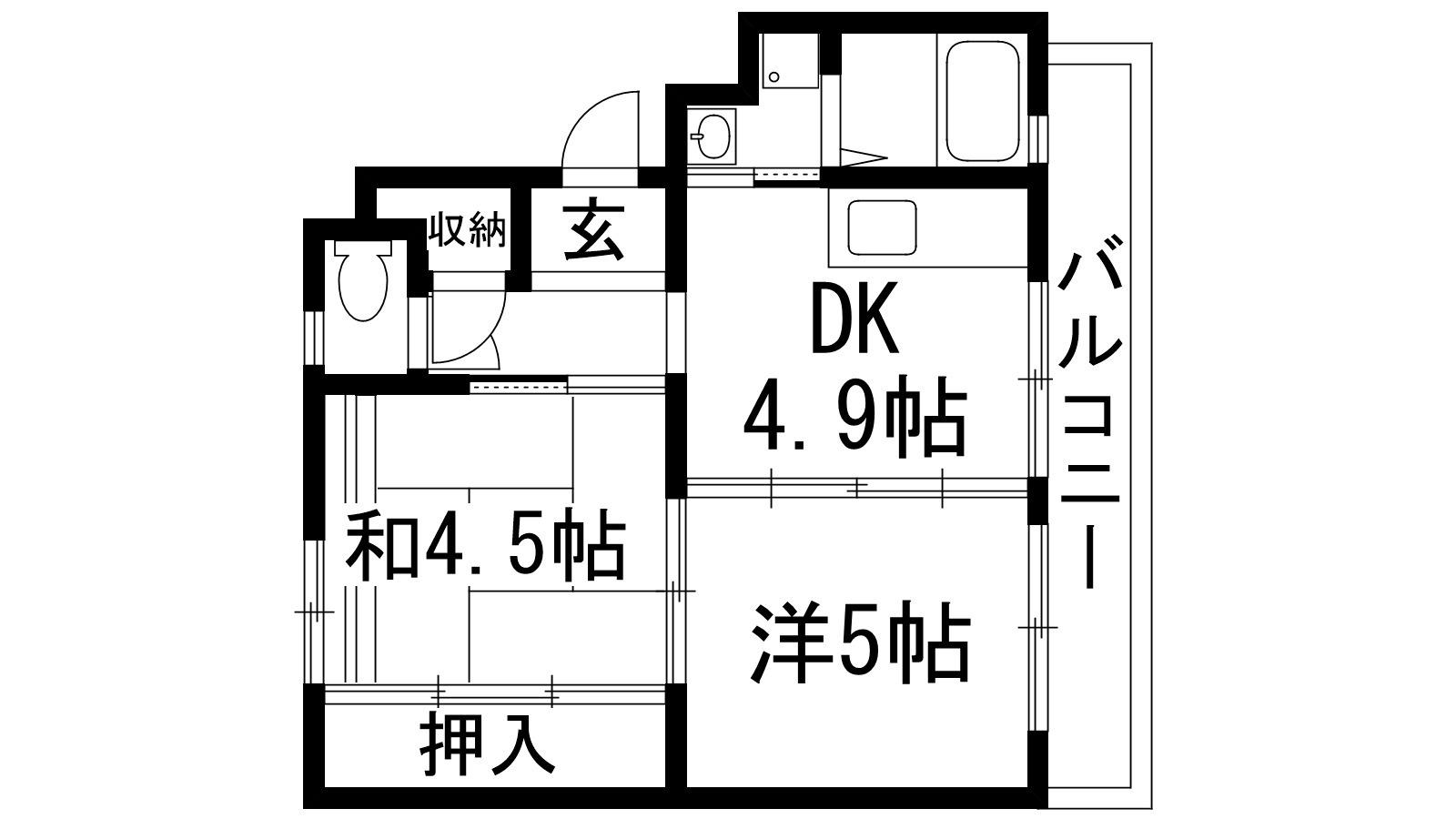 逆瀬川12号棟(2DK/2階)の間取り写真