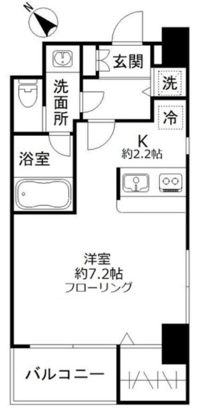 ブロッサムツクダ(1K/2階)の間取り写真
