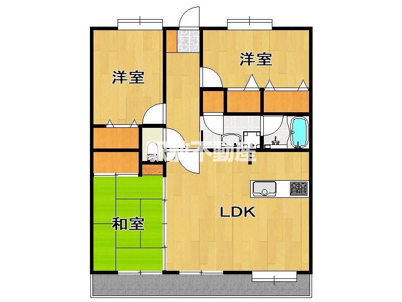 JGM千鳥タウンコート(3LDK/6階)の間取り写真