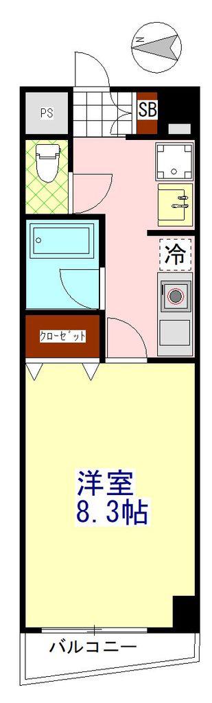 クレーデ東新小岩(1K/8階)の間取り写真