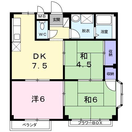 ハイツ山本(3DK/2階)の間取り写真